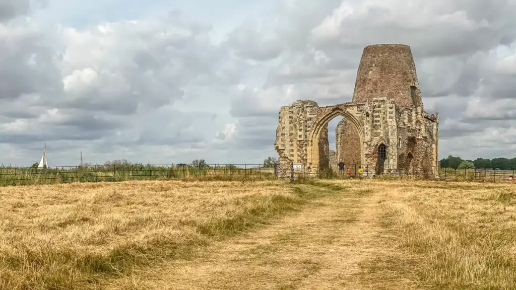 view of the historic st benets abbey gatehouse in the norfolk broads