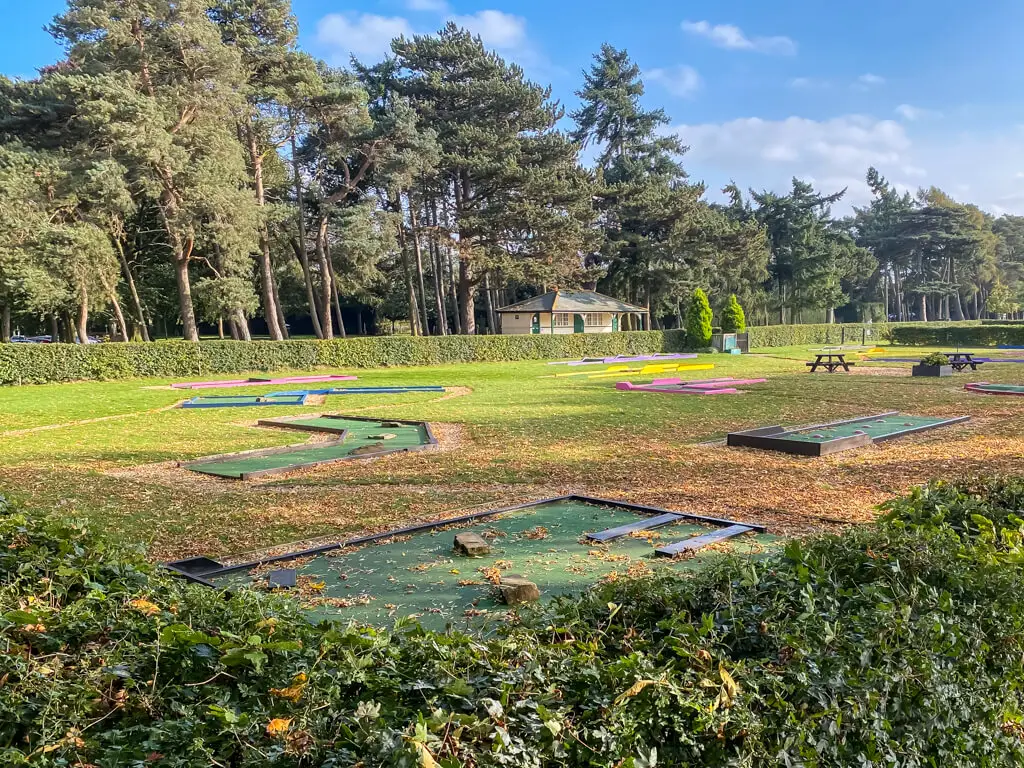 view of crazy golf course at Eaton park in Norwich
