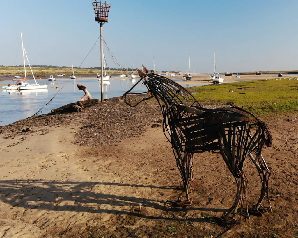 sculpture of a horse in the wells next the sea harbour