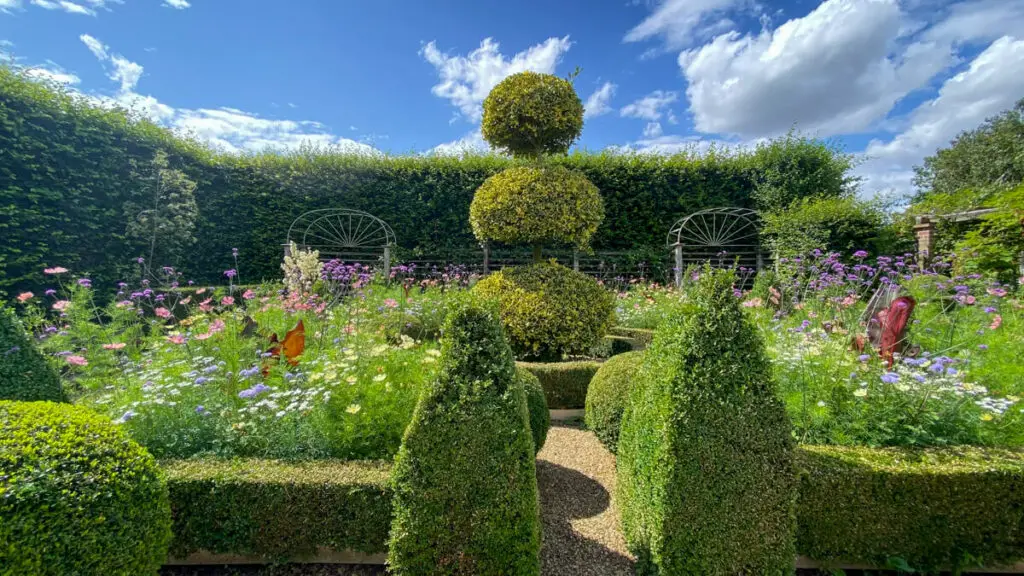 perfectly manicure formal garden area at the East Ruston Old Vicarage Garden