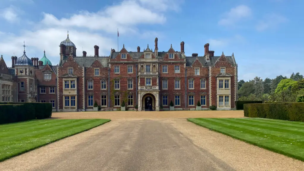 Exterior of Sandringham House from the drive