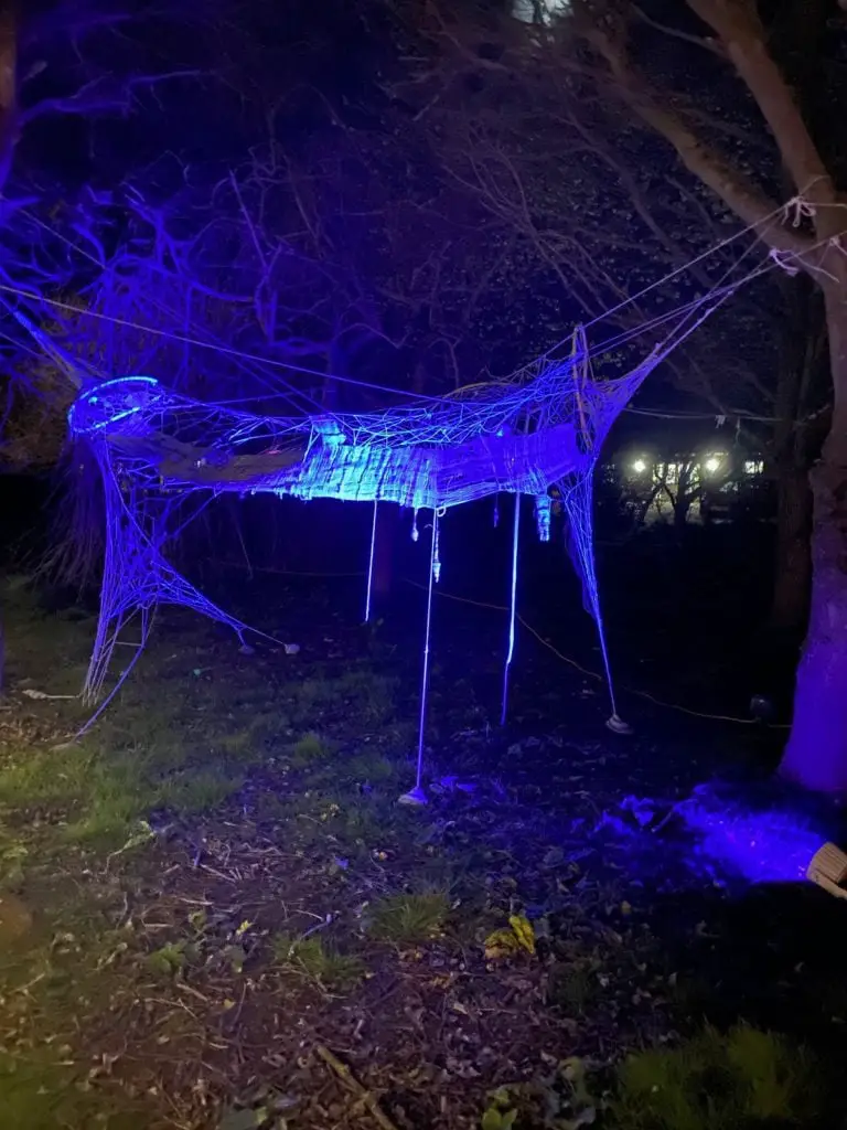 spider web artwork at the raveningham woodland lumiere
