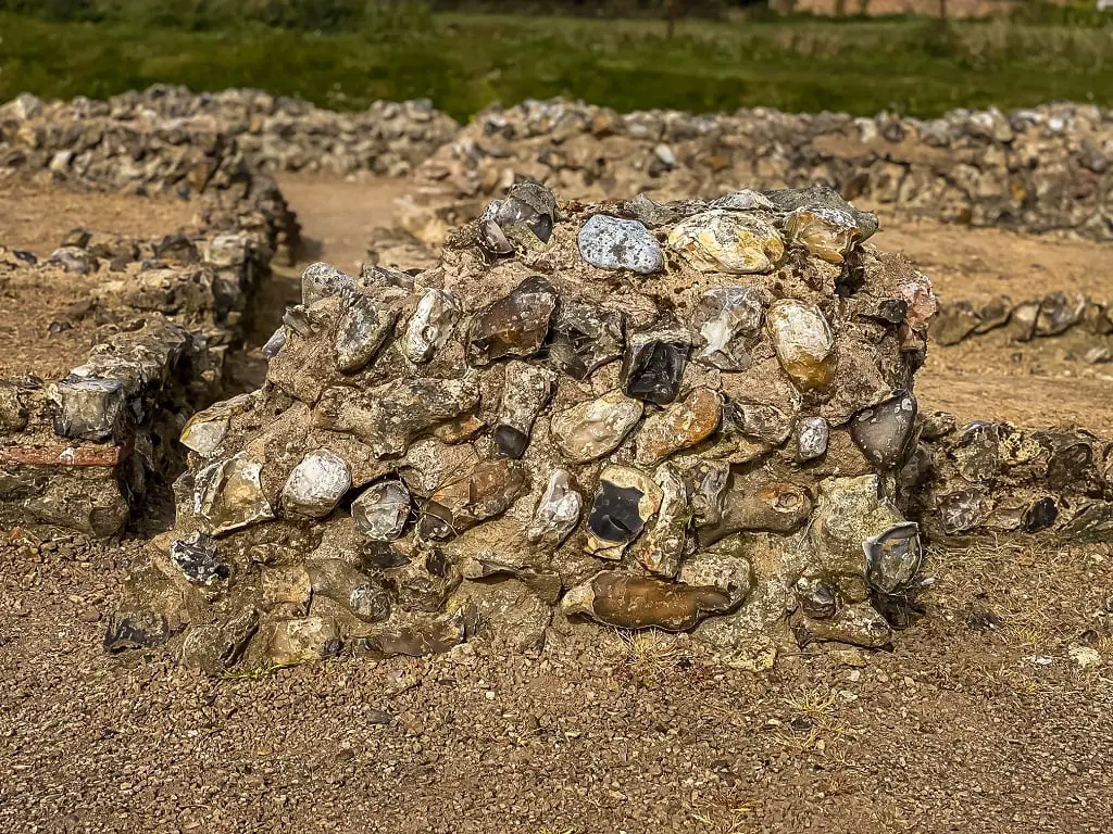 close up of caister roman fort ruins