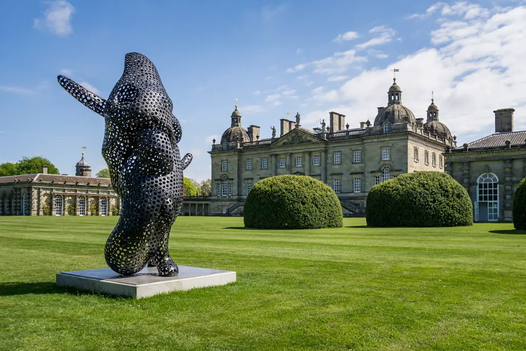 Ferryman by Tony Cragg with Houghton Hall in the background