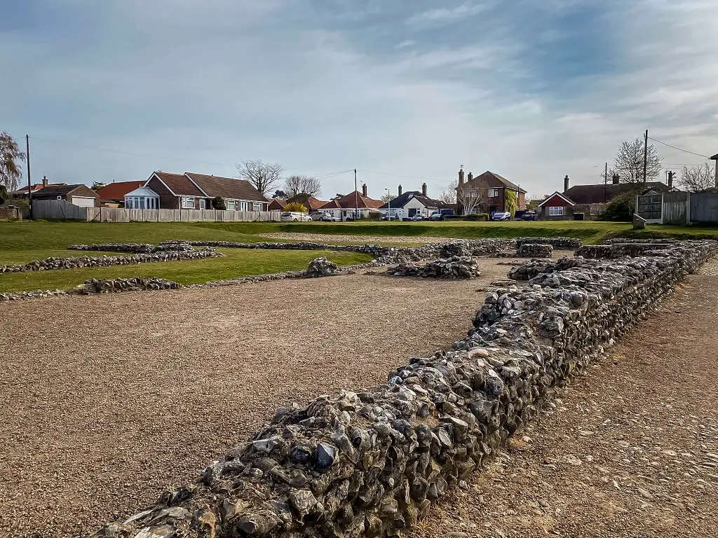 ruins of a wall at the fort by caister on sea