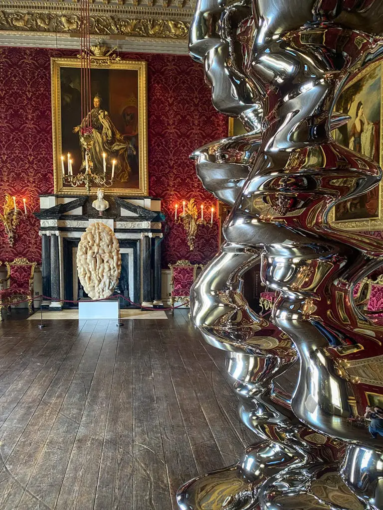 red saloon at houghton hall with artwork by Tony Cragg