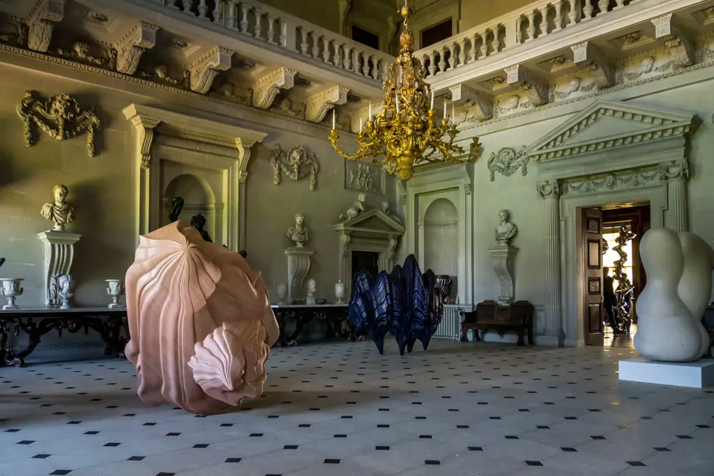 inside stone hall at houghton hall there were 3 sculptures by tony cragg