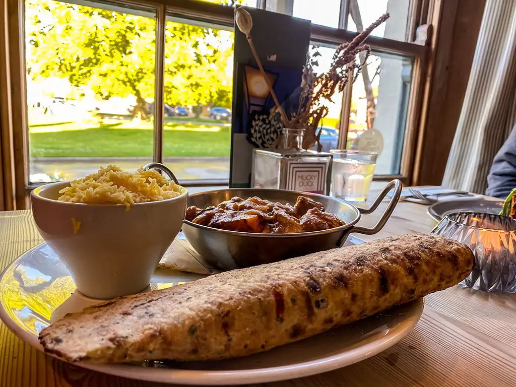 sri lankan curry dish at the dabbling duck pub in norfolk england