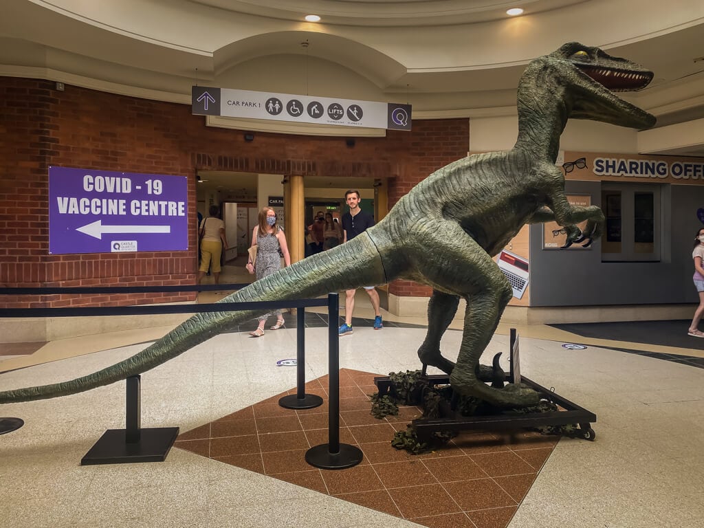 dinosaur inside castle mall