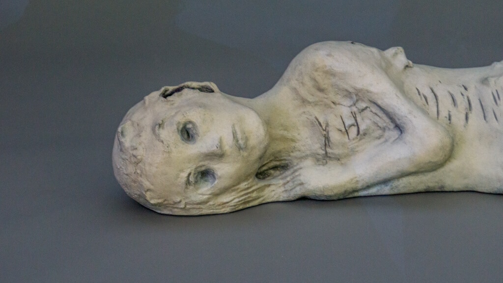 close up of memento mori sculpture by leiko ikemura