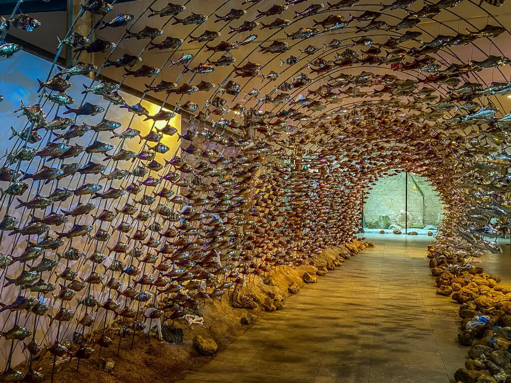 wave art installation at Norwich Cathedral