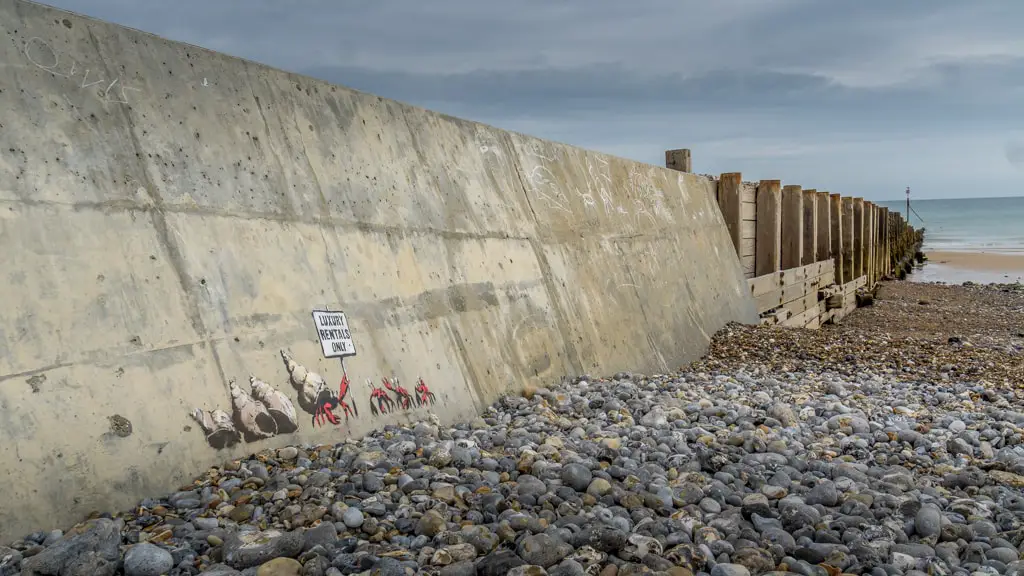 crab mural on cromer beach by banksy