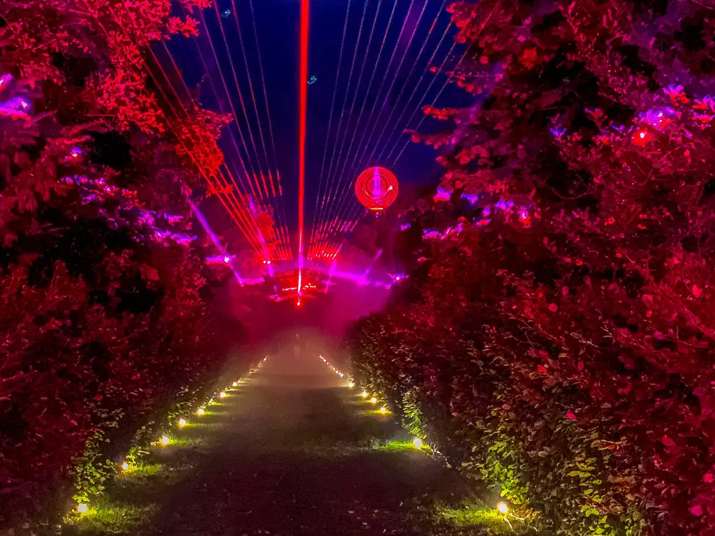 light pathway with lasers and a glimpse of the molecule by Chris Levine