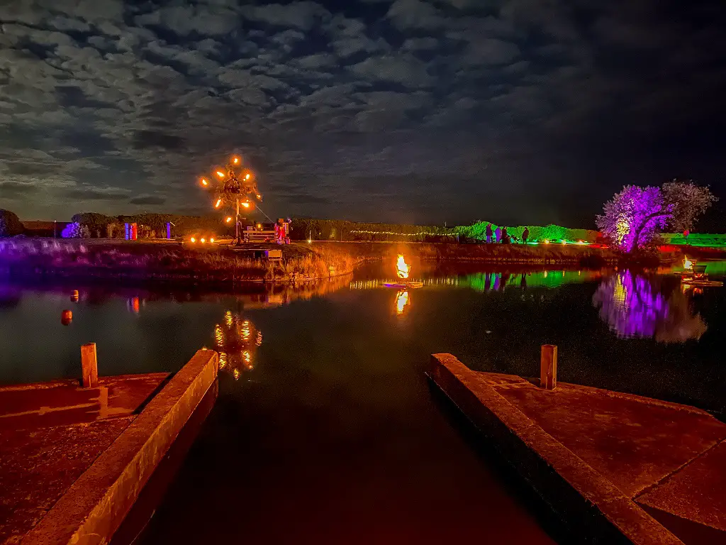 colourful section of fire on the water