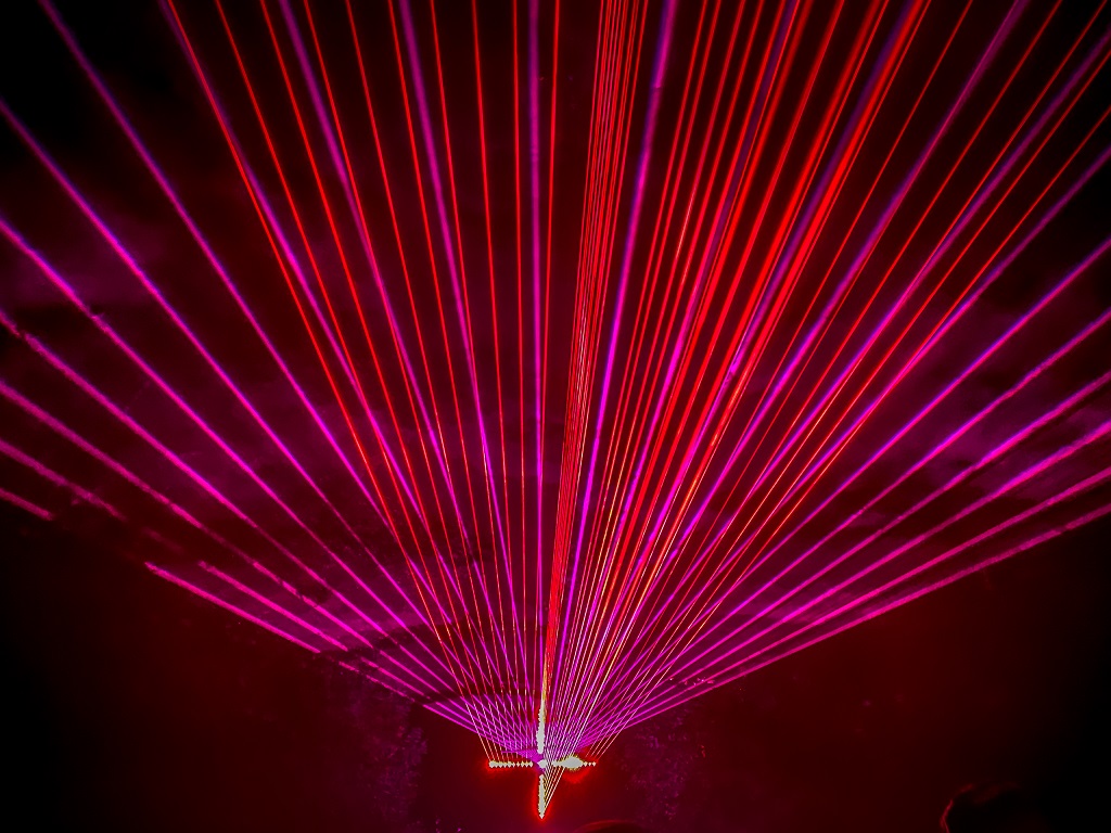 red laser eminating from square cross