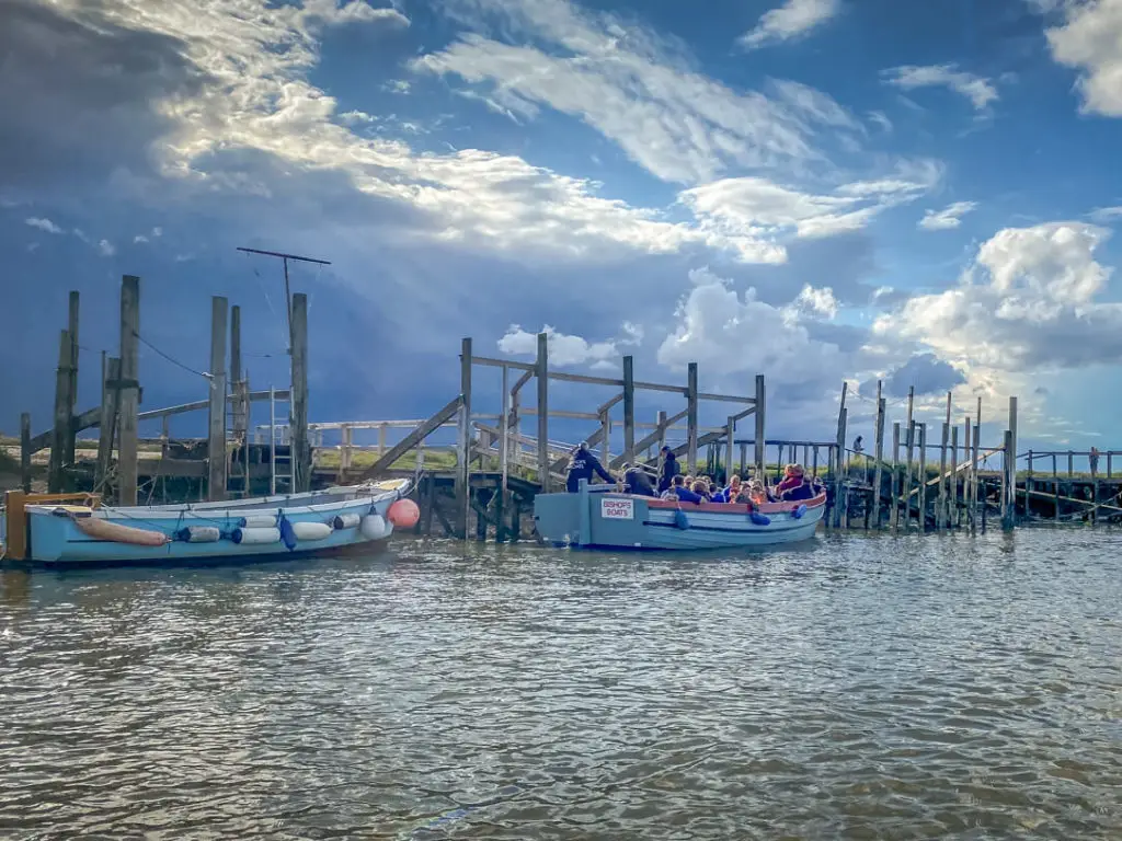 bishops boat at the dock at morston quay