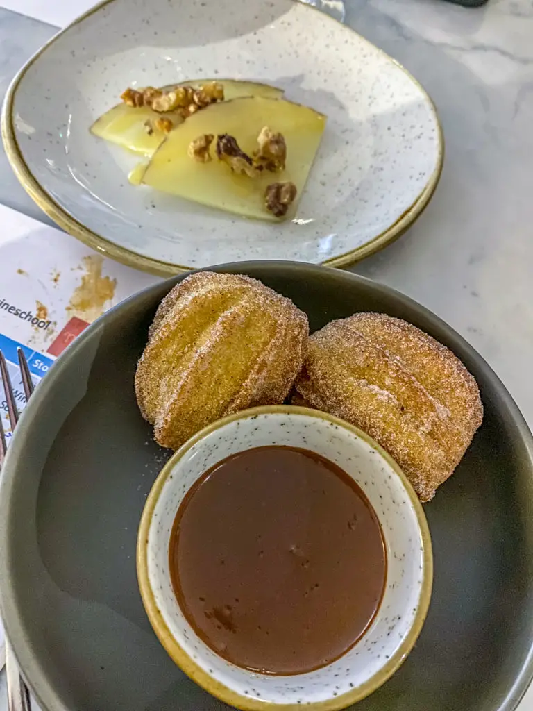 churros and cheese at Tapas and Wine Evening