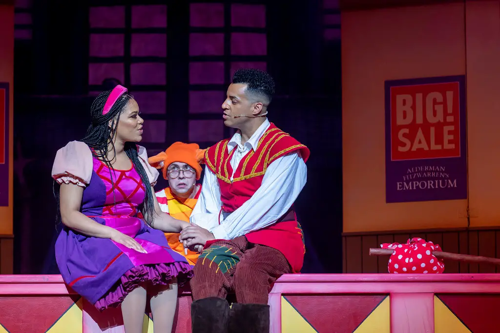 Jarnéia Richard-Noel, Joe Tracini and Gyasi Sheppy, Norwich Theatre pantomime, Dick Whittington