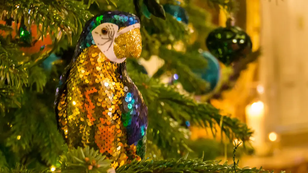 decorative parrot in a christmas tree