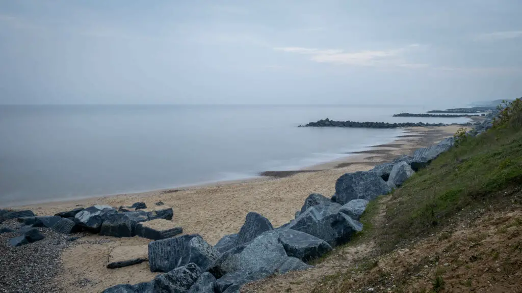 view of hopton beach from the cliffs