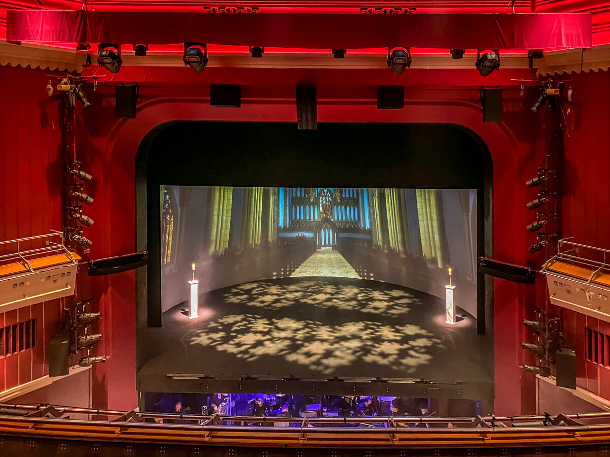 our view of the stage for the Sound of Music at Norwich Theatre Royal (before the show started) from the circle
