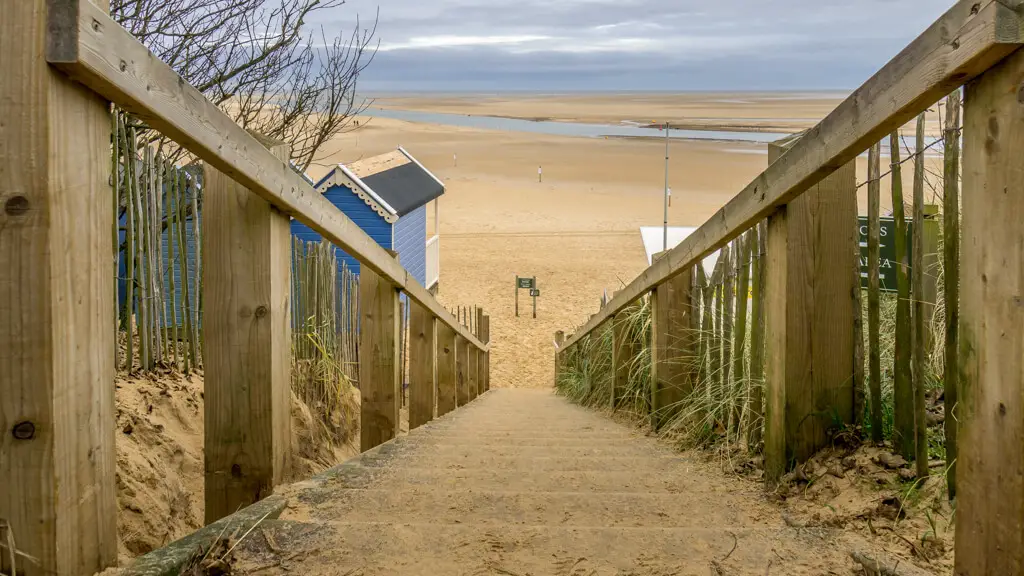 looking down the stairs at the wells next the sea beach