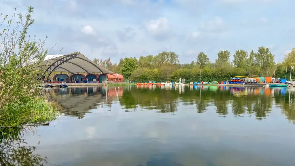 looking across whitlingham great broad towards whitlingham adventure