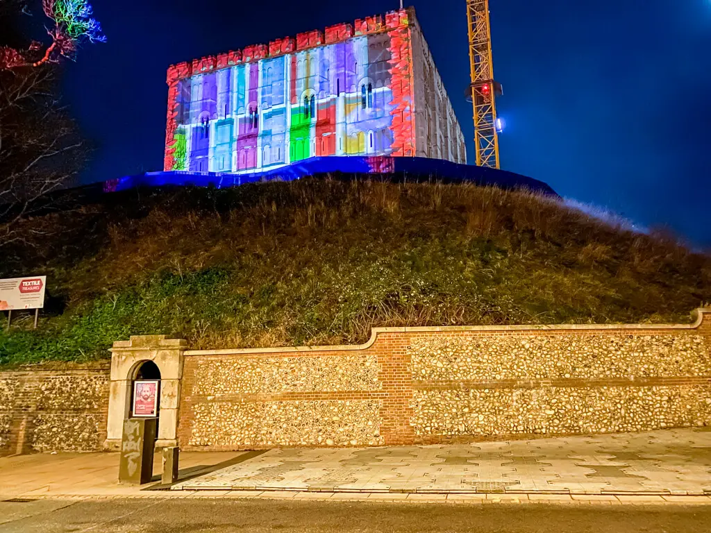 projections on Norwich Castle for Love light Norwich 2022