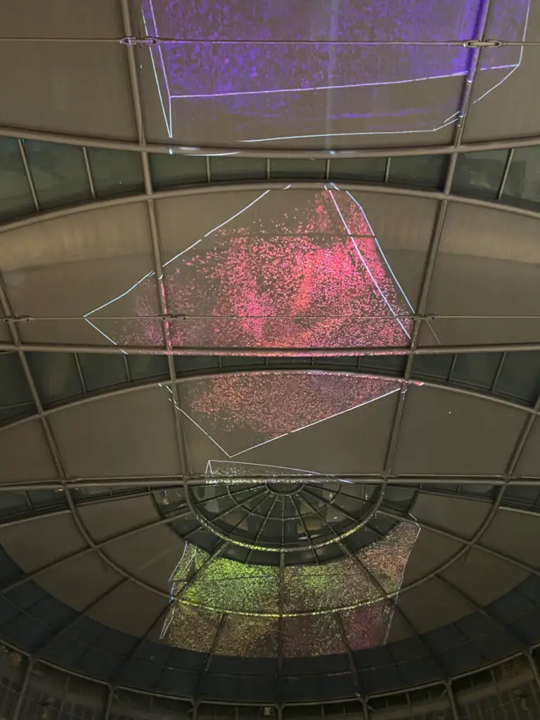 geometric shapes projected on the ceiling of the forum