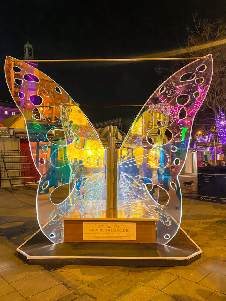 butterfly art installation for Love light Norwich