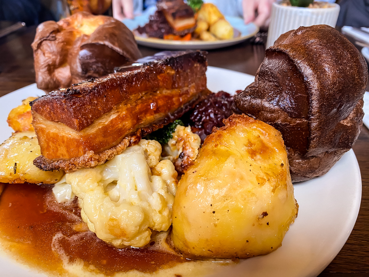 close up of a plate full of a sunday roast from the Red Lion Bishopsgate in Norwich