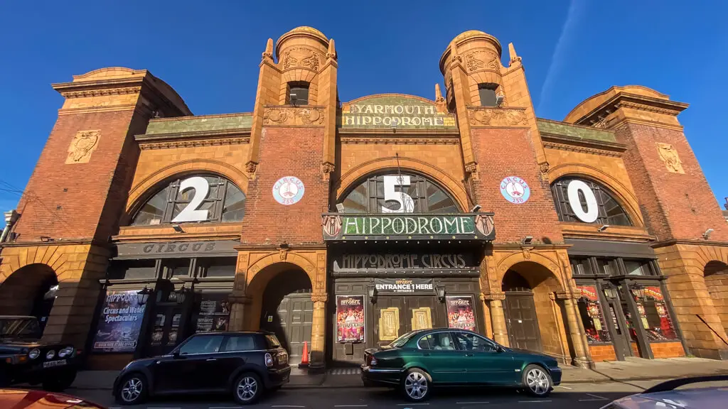 picture of the front of the historic Hippodrome building in Great Yarmouth