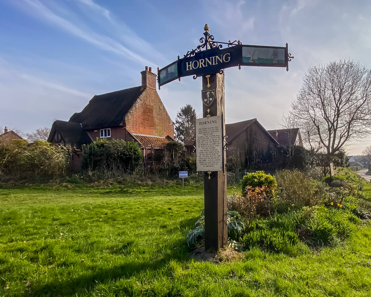 village sign in horning in the norfolk broads