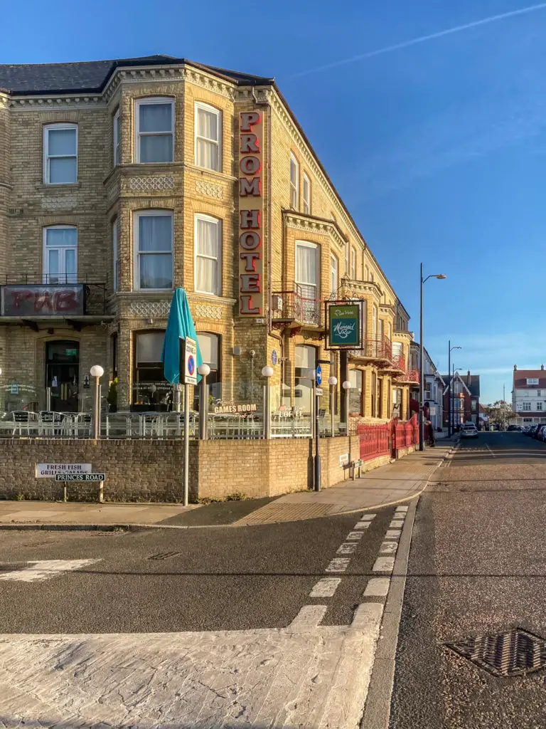 the exterior of the Prom hotel in Great Yarmouth