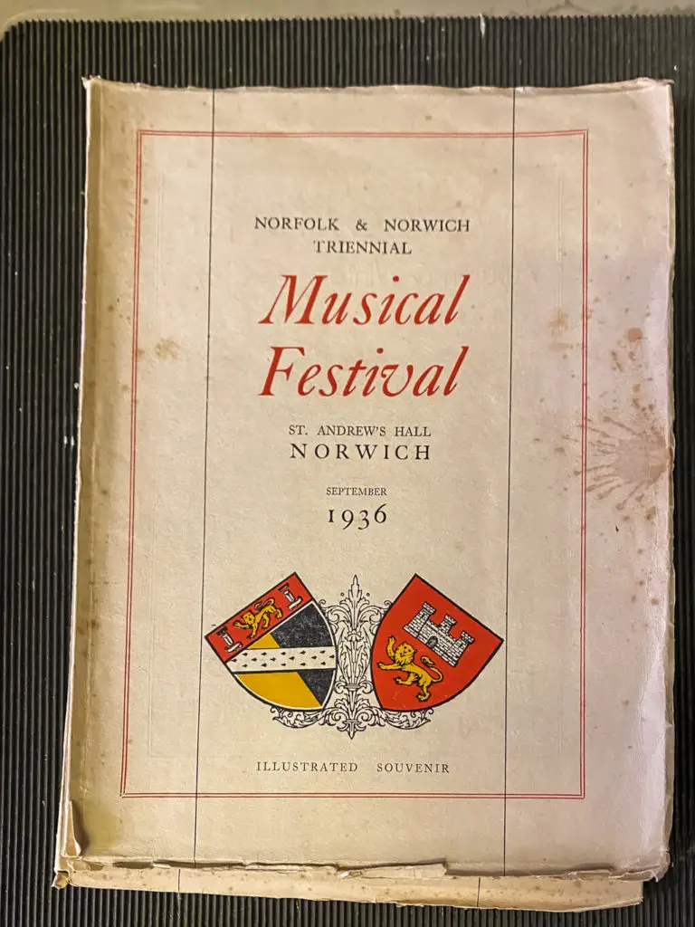 illustrated souvenir from the 1936 Norwich and Norfolk Triennal Musical festival