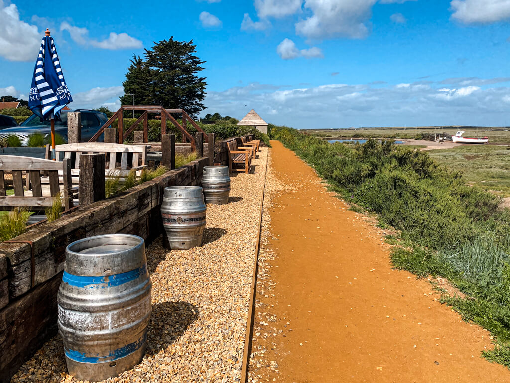 view of the norfolk coast path at the back of the brancaster white horse