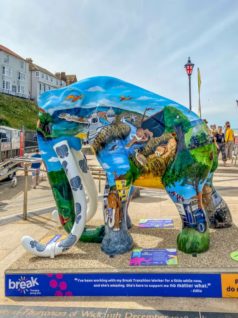 mammoth with scenes of norfolk painted on it