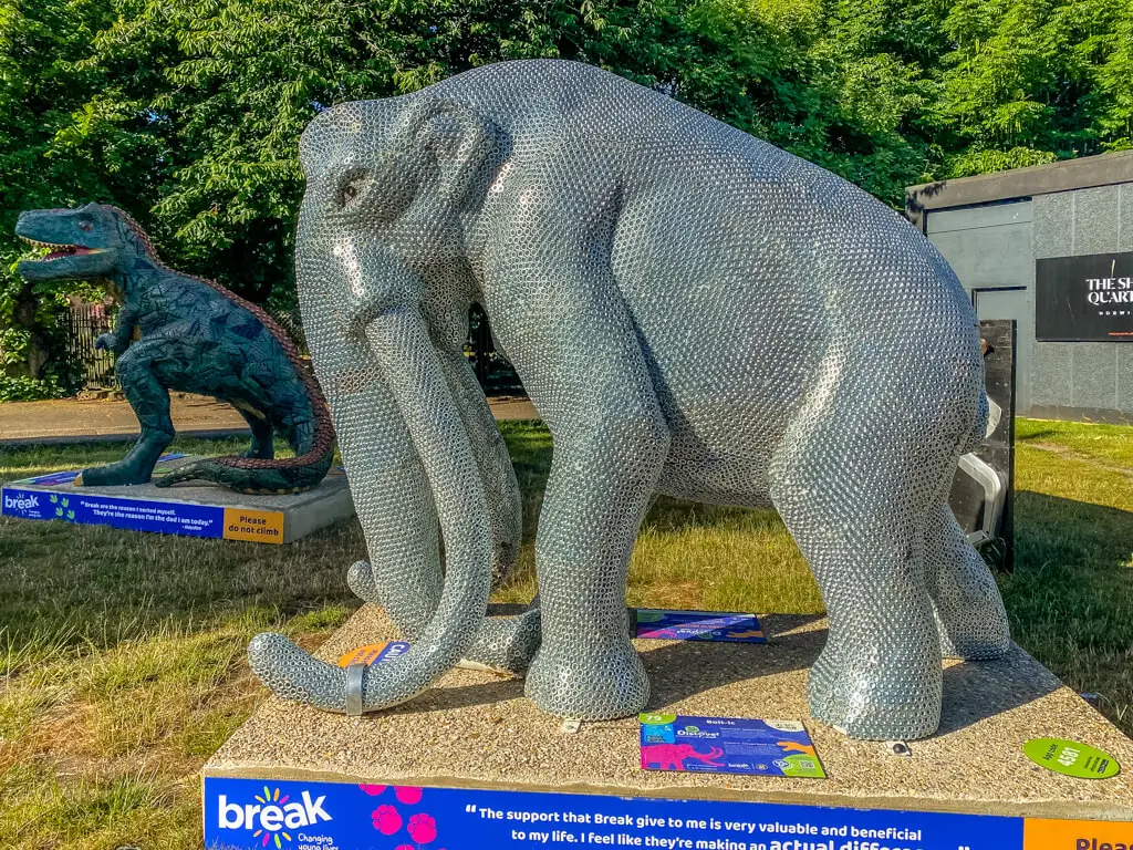 silver mammoth sculpture