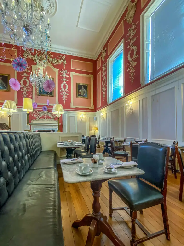 inside the one of the dining rooms at the asssembly house