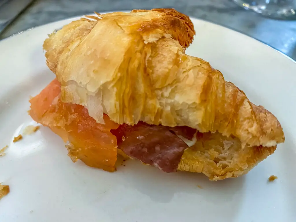 closeup of mini croissant with salmon