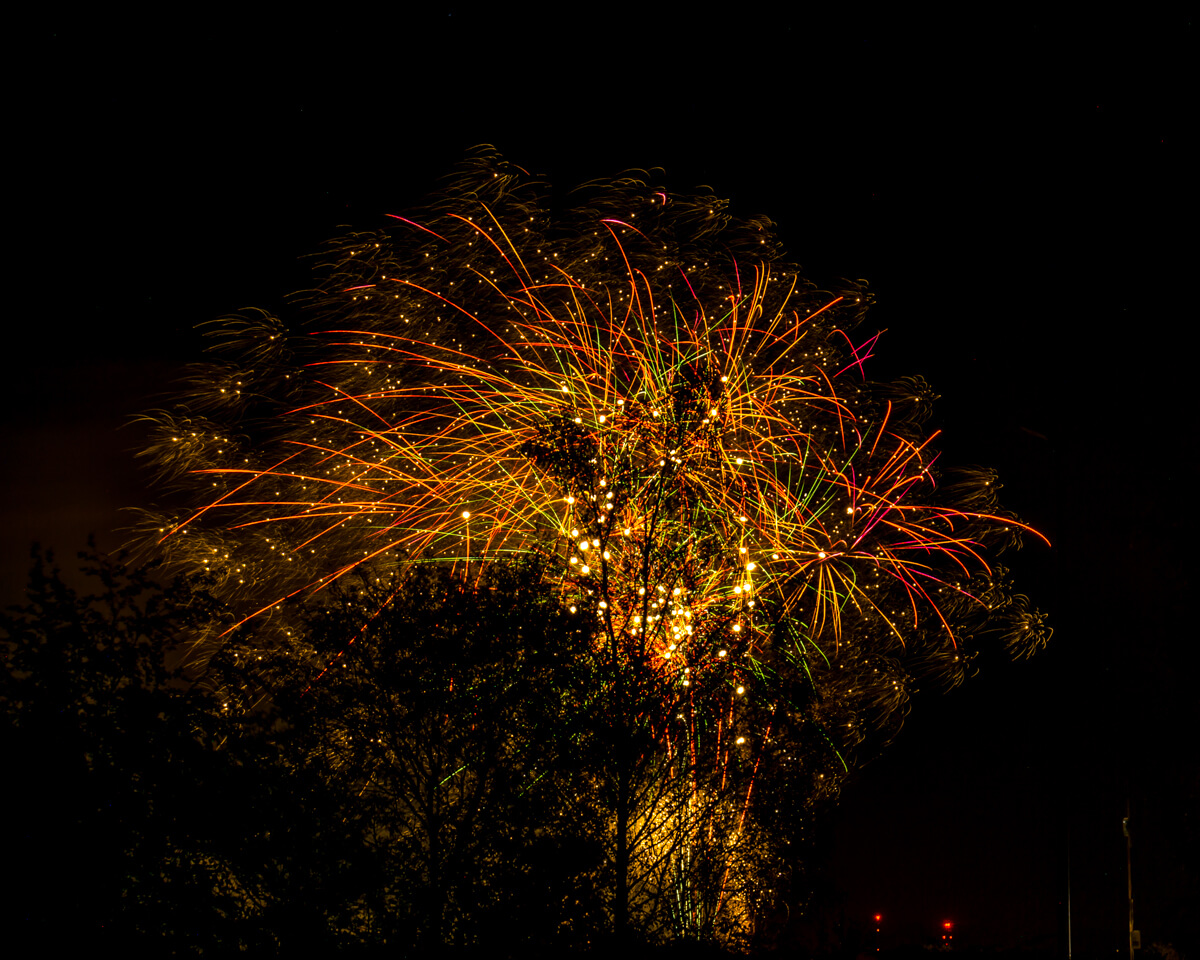 colourful fireworks display in mulbarton norfolk in november for bonfire night