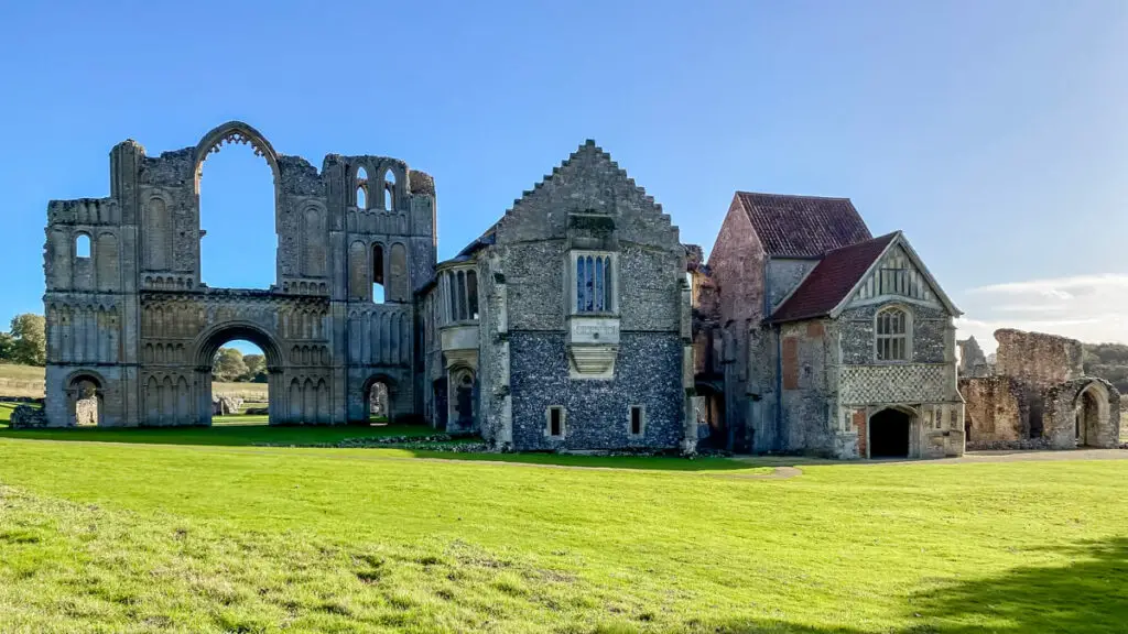 the impressive facade of castle acre priory in Norfolk