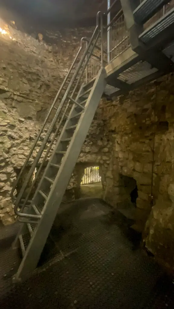 stairs leading down to the ancient flight mine