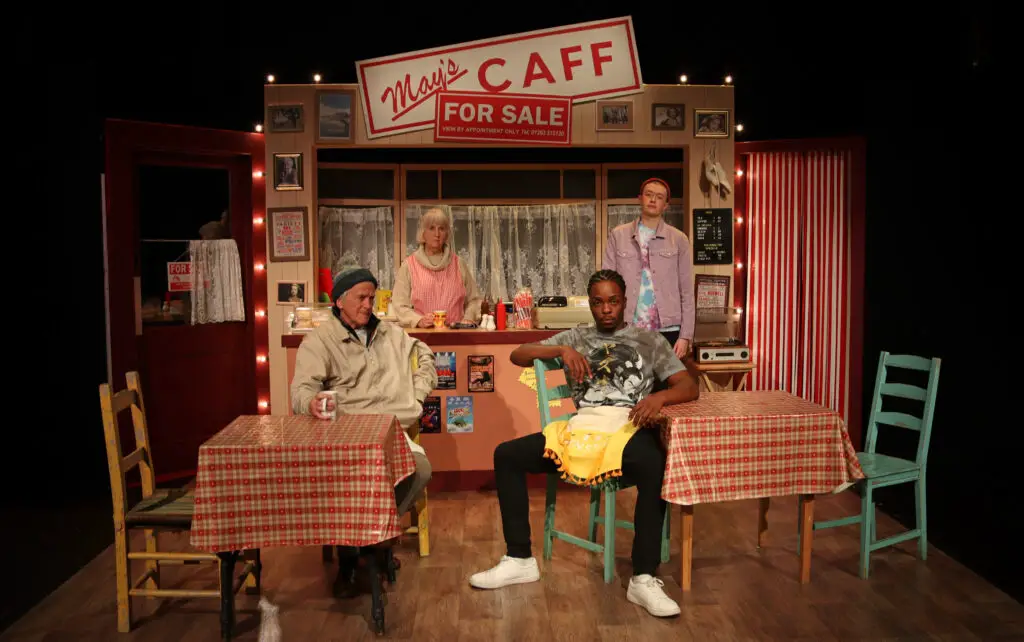 the four actors in Tide and Time in May's Caff