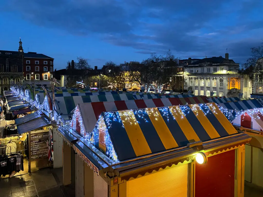 norwich market decorated for christmas