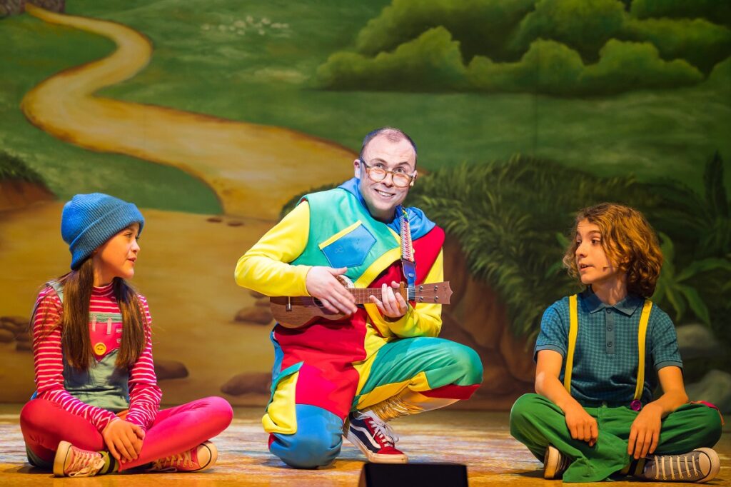 Jack with the kids in the norwich theatre panto