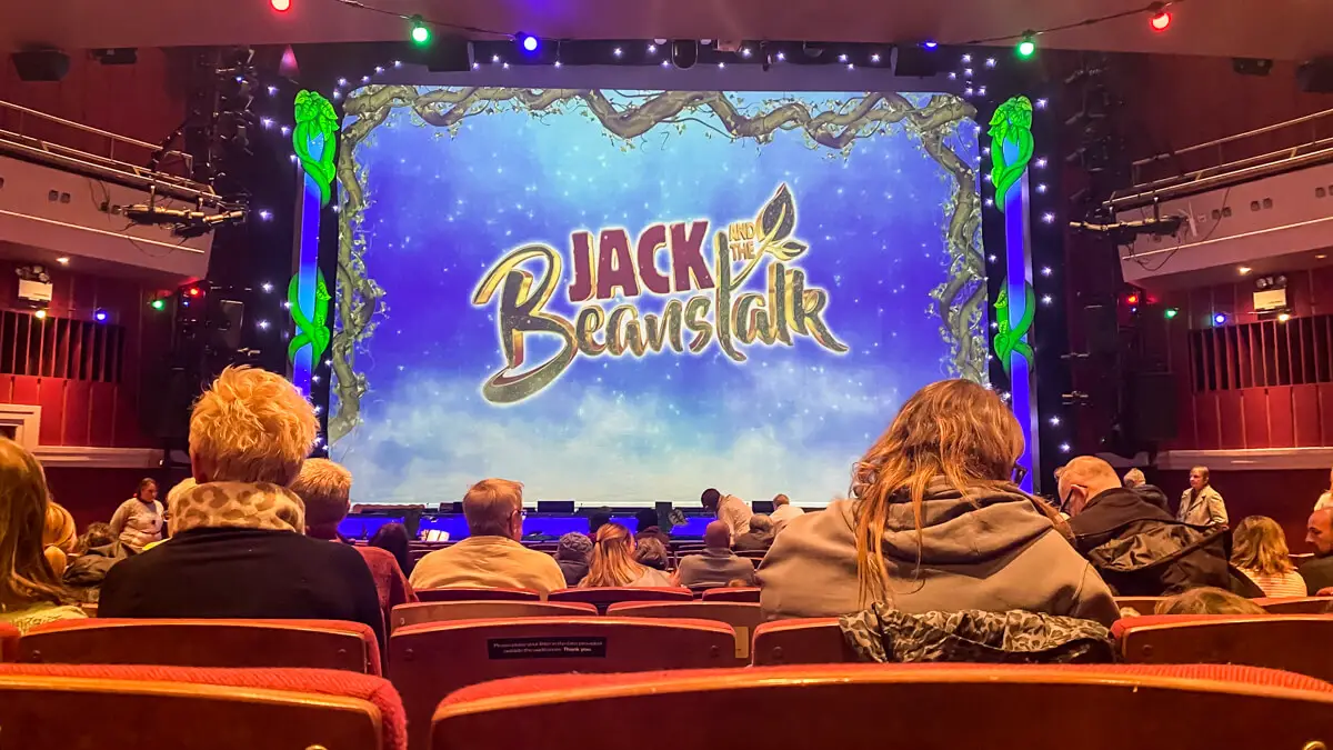 theatre royal stage before panto of jack & the beanstalk starts.
