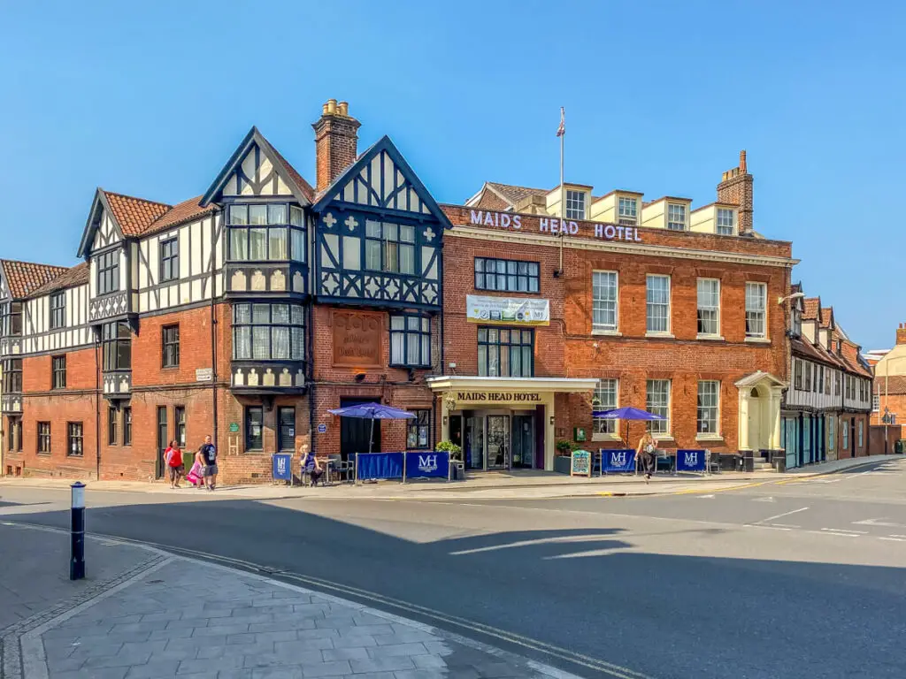 exterior of the Maids Head Hotel in Norwich