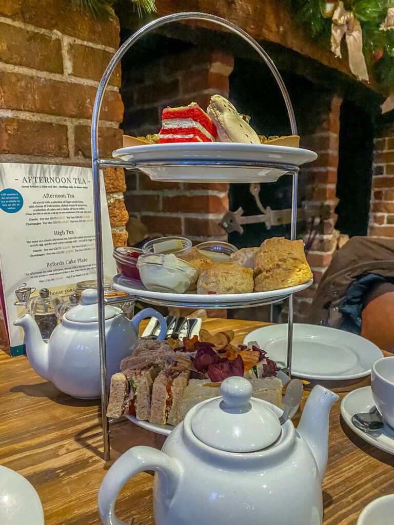 three tiered tray of afternoon tea at Byfords