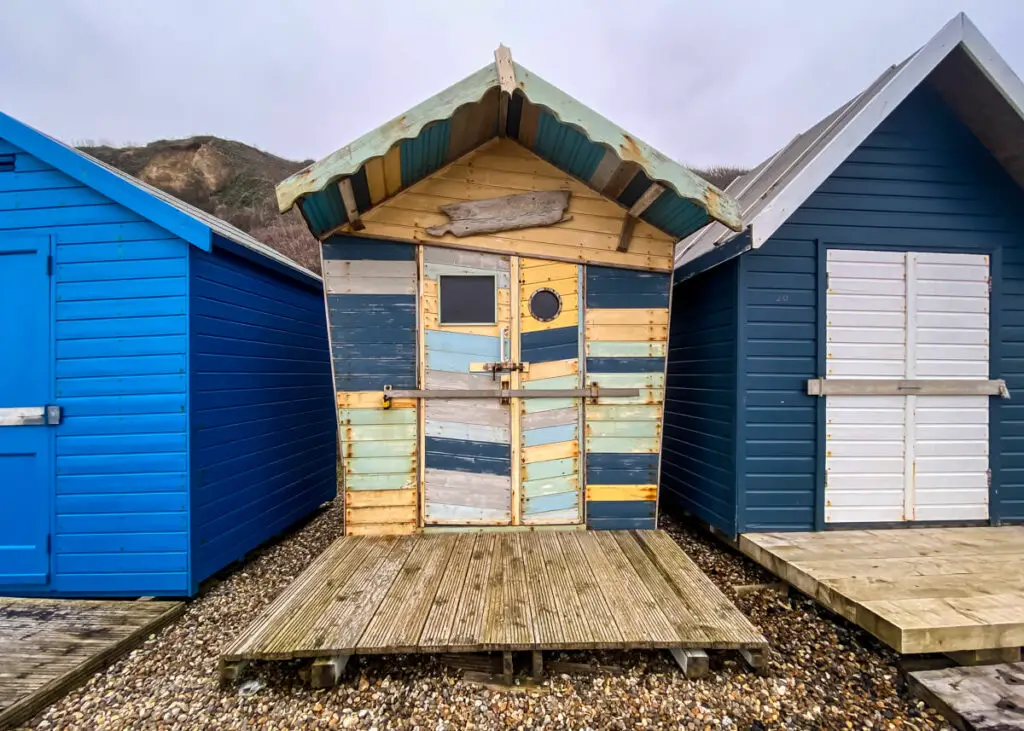 a very colourful beach hut with unique design